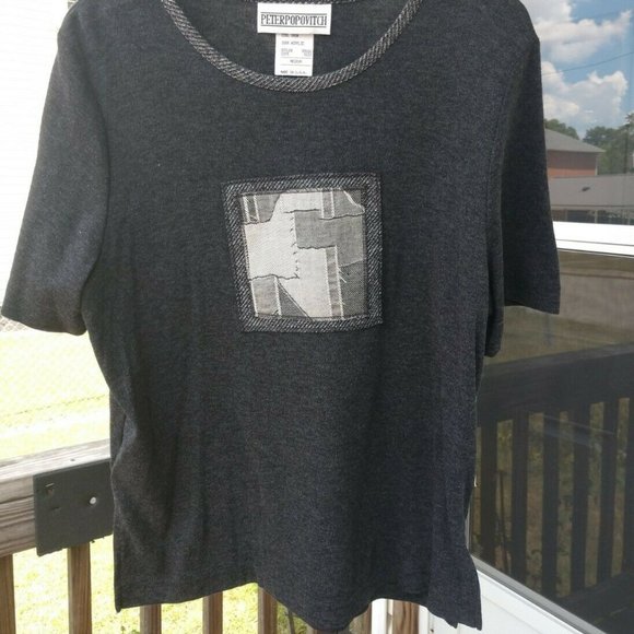 NWT  Peter Popovitch Short Sleeves Knit Top Medium - Picture 7 of 7